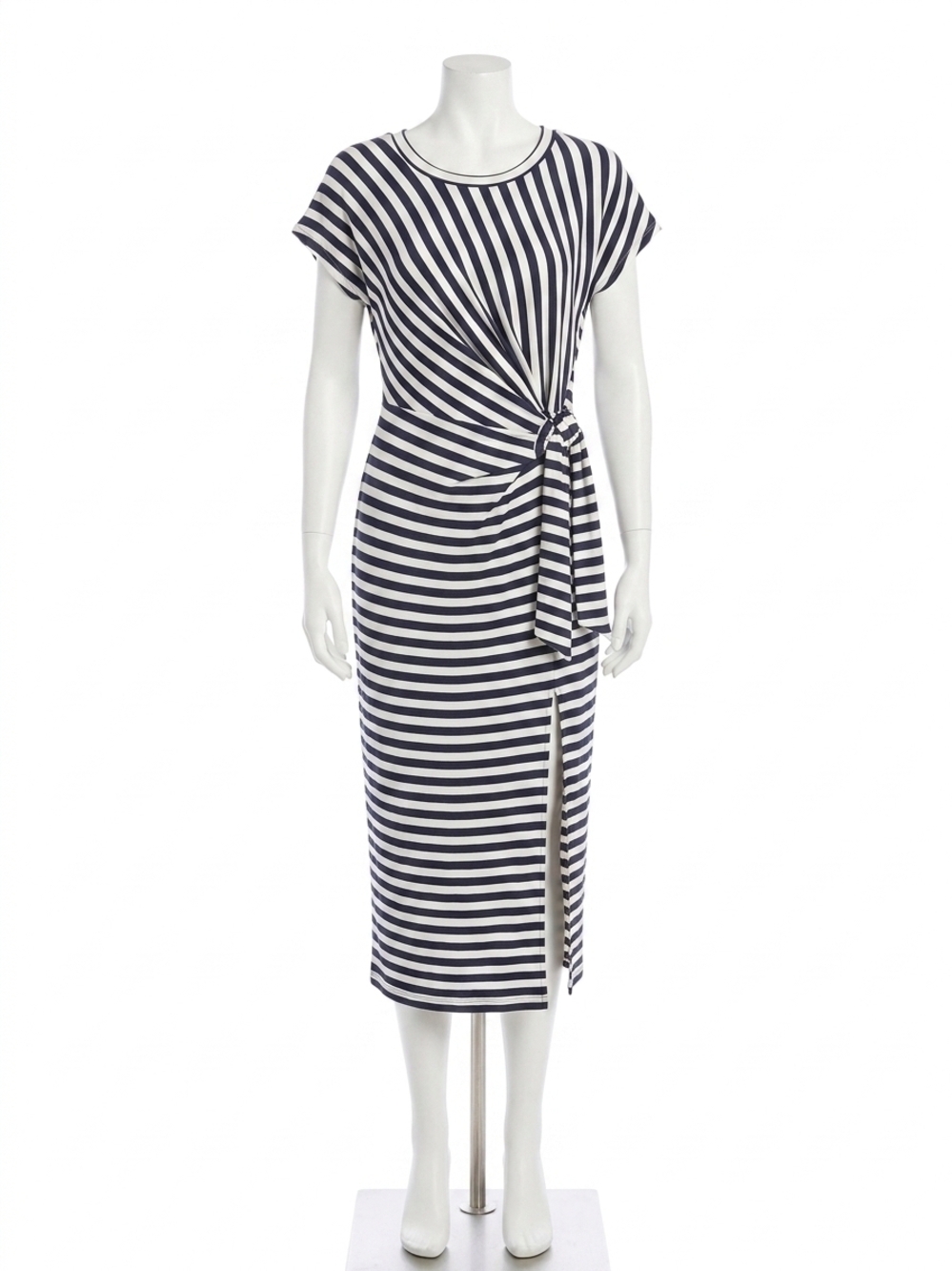 NEW FIFTEEN TWENTY marissa side-knot midi dress in navy/white